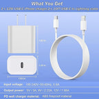 iPhone Fast Charger, [Apple MFi Certified] 2 Pack PD USB C Wall Charger Block Plug with 10FT Extra Long Type C to Lightning Fast Charging Data Sync Cable for iPhone 14 13 12 11 XR X 8 iPad and More