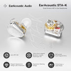 STA-K In Ear Monitor, EarAcoustic Audio HiFi Stereo Wired Earbuds, Hybrid Dual Drivers IEM Headphones, Crystal Clear Sound IEM Earphones with 2 Pin Cable for Musicians (With Microphone Usb, Silver)