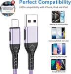 Durcord USB Type C Cable, 2Pack 3ft USB A to USB C Cable 3 Feet USB Type C Cord Cable for Android Phone Pad Laptop, 10 Foot Type C Charger Premium Nylon Braided USB Cable -Light Purple