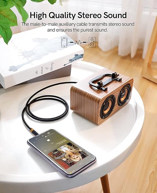 Aux Cord, Audiophile 3.5mm Stereo Audio Cable [1m (3.2Feet), Silvered-Plated Copper core, Right Angle] Unbreakable and Great for Laptop, Tablets, Headphones, Cars and More.