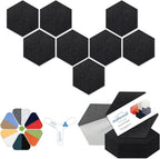 Mollywell Hexagon Acoustic Panels, High Density, Soundproofing, Decorative Noise Reduction Felt Wall Tiles for Ceilings, Home Office & Gaming Room (Black), 12x10x0.4 Inch