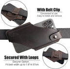Topstache Leather Phone Holster - Magnetic Clip Case for iPhone & Samsung, Dark Brown