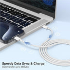 3-Pack Grey 6.6FT 60W USB C to USB C Cable, Type C to Type C Cable,Fast Charging Cable for iPhone 16 15 Pro Plus Pro Max，for Galaxy S24 S23, for iPad Pro/Air, for MacBook Pro/Air and More
