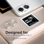beuxece for 6 Pack iPhone 16 / iPhone 16 Plus Camera Lens Protector [Drop Protection] [Case Friendly] [Easy Installation] 9H Tempered Glass Camera Screen Protector Cover Accessories, CD Silver