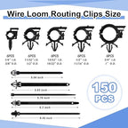 150 pcs Car Wire Loom Routing Clips Push Mount Cable Tie Assortment 10 Sizes Car Harness Routing Clips Universal Wiring Harness Replacement Parts for Automotive