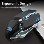TENMOS T12 Wireless Gaming Mouse Rechargeable, 2.4G Silent Optical Wireless Computer Mice with Changeable LED Light for Laptop PC, 7 Buttons (Black)