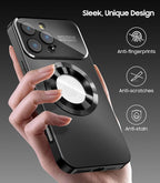Magnetic for iPhone 16 Pro Case, Compatible with MagSafe, Built-in Camera Lens Protector, Logo View, Military Grade Drop Proof Phone Cover, Black
