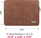 RAINYEAR 13 Inch Laptop Sleeve PU Suede Leather Case Protective Cover Water Resistant Carrying Bag Compatible with 13.3 Notebook Computer Chromebook,14" MacBook M1 M2 M3 M4,13.5 Surface Laptop(Brown)