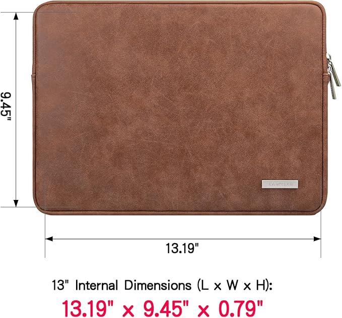 RAINYEAR 13 Inch Laptop Sleeve PU Suede Leather Case Protective Cover Water Resistant Carrying Bag Compatible with 13.3 Notebook Computer Chromebook,14" MacBook M1 M2 M3 M4,13.5 Surface Laptop(Brown)