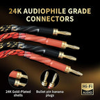 12 AWG Audiophile HiFi Speaker Audio Cable–4N OFC Core,24K Gold-Plated Banana Plugs with Nylon Braid,Compatible with Amplifier,Speakers,AV Receiver & Home Theater(9.84ft/3m) 2-Pack