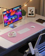 Pink Desk Mat, PU Leather Desk pad Large Mouse Pad, Non-Slip Desk Pad, Waterproof Desk Blotter Mat, Desk Cover Mat for Office and Home (31.5" x 15.7")