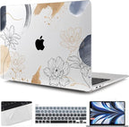TWOLSKOO Compatible with MacBook Pro 13 inch Case 2022 2021 2020-2016 A2338 M2/M1 A2251 A2289 A2159 A1989 A1706, Plastic Hard Shell Cover & Keyboard Skin & Screen Protector, Florals X450