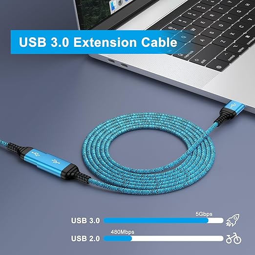 USB Extension Cable 6FT, 2Pack USB Extender USB3.0 Extension Cord Type A Male to Female Extender Cable 5Gbps High Speed Data Transfer for Gamepad,Keyboard,Webcam,Mouse,Camera,Flash Drive,Hard Drive