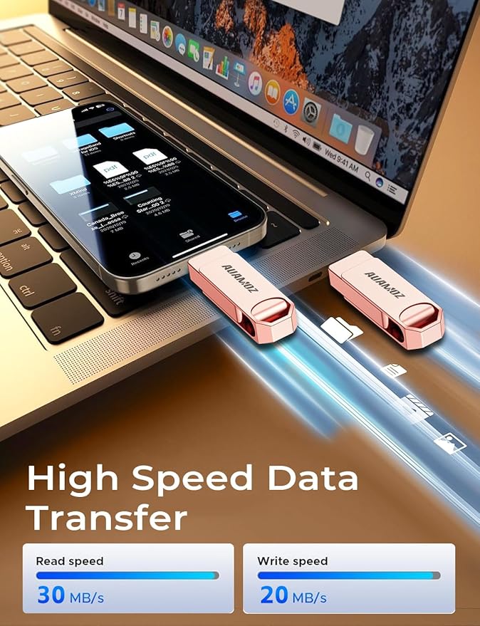 256GB Flash Drive Intended for iPhone, Memory Stick Storage Files Photos Videos Backup, Compatible with iPhone iPad Android PC, Plug and Play, No Application Required (Rose Gold)