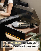 Vinyl Record Player, High Fidelity Belt Drive Turntable for Vinyl Records 33/45 RPM with MM Cartridge AT-3600L, Phono Preamp, Bluetooth Record Player with LED Light, Auto Off (Walunt Wood)