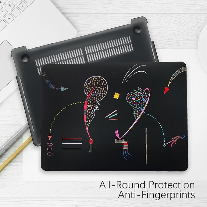 Berkin Arts Compatible with MacBook Air 13 inch Cover, 2022-2018 Release A2179/A2337 M1 with Touch ID with Keyboard Cover & Screen Protector Naive Art Illustrated (Two Sides by Kandinsky)