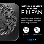 Treva 10-Inch Portable Fan, Powered by Battery and/or AC Adapter - Desk Fan Air Circulating with 2 Cooling Speeds for Personal and Travel Use (Black) (OOS)