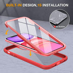 Miracase Glass Series for iPhone 11 Case 6.1 inch, Upgraded Full-Body Rugged Phone Bumper Case Cover with Built-in 9H Tempered Glass Screen Protector and Camera Protector, Red