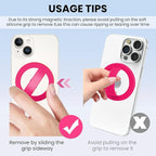 Magnetic Silicone Ring Grip Phone Holder, Loop Grip Phone Holder,Magnetic Phone Loop,Magsafe Phone Grip,Compatible with Magsafe for iPhone 16/15/14/13/12 Series (Pink)