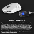Pulsar Gaming Gears X2H Wireless Gaming Mouse, Ultra Lightweight 1.90 oz (54 g), Symmetrical, Optical Switch, 2.4 Ghz 1 ms, 26000 DPI, PAW3395 Sensor (Medium, Wireless, White)