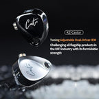 KZ Castor in Ear Monitors Headphones Bass Wired Earphones 2 Dynamic High-end Tunable Balanced Armature Headphones IEM Earphones HiFi Super Bass Earbuds for Singer Musicians Drummer(Black, with Mic)