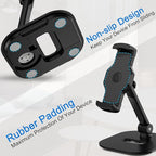 AboveTEK Upgraded Desktop Tablet Stand, 360° Swivel Tablet & Phone Desk Mount Holders for Any 4.7''-13.5'' Display iPad/Cell Phones, Stylish & Sturdy Stands for Store Office Showcase Reception (Black)