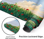 Galdas Gaming Mouse Pad XXL XL Large Long Extended Big Mousepad Non-Slip Rubber Keyboard Mouse Pad with Stitched Edges for Laptop Home Office (31.5x11.8x0.08 Inch) … (Cure Red Flower)