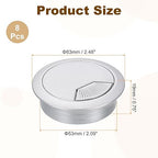 uxcell 8 Pcs 53mm (2.09 Inch) Desk Grommet, Plastic Cable Hole Cover, Wire Cord Cable Organizer for Home Office Computer Desk Cabinet, Silver