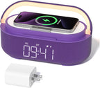 COLSUR 6-in-1 Bluetooth Speaker Alarm Clock with 15W Wireless Charger, FM Radio, Adjustable LED Night Light, 2500mAh Battery, Snooze Function – for Bedroom, Home, Office