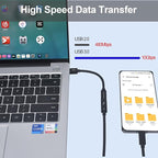 USB to USB C Adapter, Transfer up to 10Gbps,USB to Type C Charger Cable Adapter,Compatible with MacBook/iMac/iPad/iPhone 15 Series, Galaxy Note S24 Series(2pcs Black)