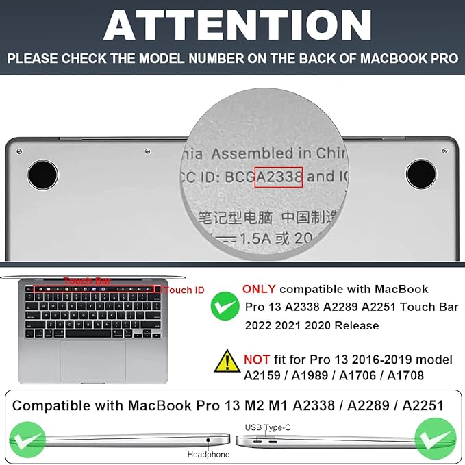 for MacBook Pro 13 inch Case M2 2022 2021 2020 Release A2338 M1 A2289 A2251 with Touch Bar & Touch ID, Astronaut Moon Glitter Black Plastic Hard Laptop Cover Keyboard Skin Screen Protector