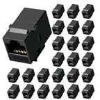 Cat6 RJ45 Keystone Coupler 25-Pack, Ethernet Coupler Female to Female, Ethernet Cable Extender UTP Inline Cat6 Keystone Jacks for Wall Plates & Patch Panels – Black