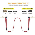RCA Cable 15Ft,2Rca Male to 2-Rca Male Audio Stereo Subwoofer Cable [Hi-Fi Sound] Nylon-Braided Auxiliary Audio Cord for Home Theater, HDTV, Amplifiers, Hi-Fi Systems,Speakers and etc(15Ft/5M)