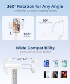67‘’ Selfie Stick, Phone Tripod with Wireless Remote Control, Portable Selfie Stick Tripod for Photograph, Live Streaming, Video Recording, Compatible with All Cell Phones, White