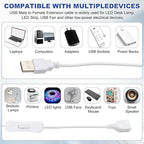 MECCANIXITY USB Cable with ON/Off Toggle Switch, USB Male to Female Extension Cord Inline Switch 2.0m White, for LED Desk Lamp LED Strip