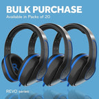 ThinkWrite Technologies REVO TW300, Premium Wired Over-Ear Headphones, Noise Reducing Headphones with 3.5mm Jack, Black - 20 Pack