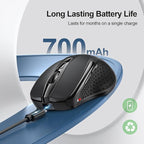 TECKNET Wireless Mouse Rechargeable, 2.4G USB-A Silent Mouse, Quiet Click, 6 Adjustable 4800 DPI, Cordless Computer Mice, Ergonomic Mice for Laptop, 6 Buttons for Chromebook, Ergo Grip - Black