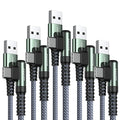 AINOPE USB C Charger 5-Pack [10/6.6/6.6/3.3/1.6ft] 3.1A Fast Charging, Right Angle, Nylon Braided, Compatible with Galaxy S22/21 Note20, LG V20