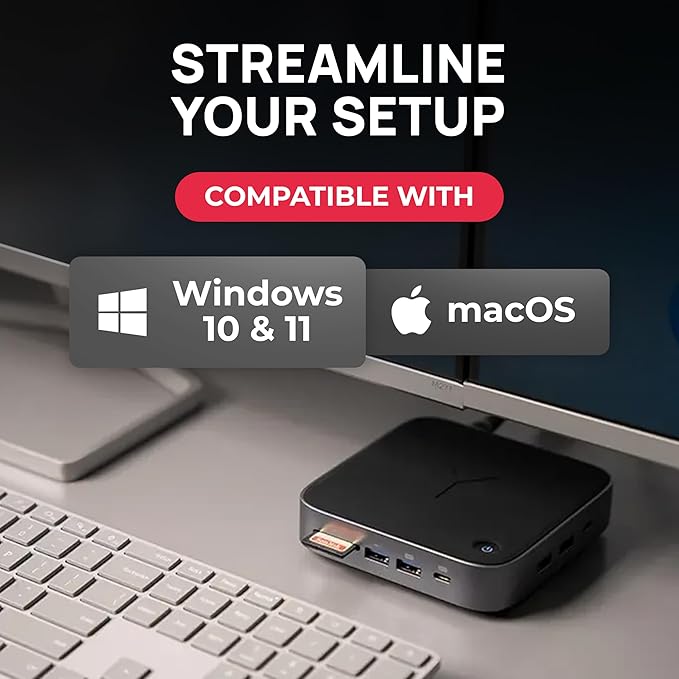 Brydge Stone CORE Powered Charging Docking Station – 10 Ports, 100W PD, Dual Monitor Docking Station, 4K60Hz, 8K HDMI, SD 4.0, USB-A & USB-C, Ethernet – Windows & MacOS Compatible Laptop