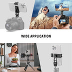 Neewer Metal Phone Tripod Mount with Cold Shoes, 1/4" Thread, 180° Tilt, 360° Rotation, Adjustable Phone Clamp Metal Phone Holder Compatible with iPhone 16 15 Pro Max S24 Ultra Camera Cage, GA010