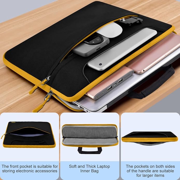 Universal Laptop Shoulder Bag 13-17.3 Inch Shockproof Briefcase with Multi-Pockets & Adjustable Strap for MacBook Pro/Air