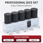 5 Pack PU Leather Dice Cup Set with 6 Dot Dices Felt Lined Quiet Shaker for Yahtzee Bar Party Family Dice Games,Red/Black