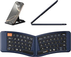 ProtoArc Ergonomic Foldable Keyboard, XK03 Split Folding Travel Bluetooth Keyboard, Ultra Slim, Portable for iPad, iPhone, Tablet, Laptop, PC - Dark Blue