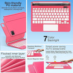 for iPad Pro 13 Inch Case with Keyboard (M4, 2024)，Magic-Style Magnetic – 7 Colors Backlight -Floating Cantilever Stand - Multi-Touch Trackpad Keyboard Case for iPad Pro 13 (Rose Red)