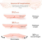 Dual Monitor Stand Riser,Wing-Shaped Sturdy Desktop Computer Wood Stand for 2 Monitors Cute Monitor Riser for Laptop, PC, Computer,Pink