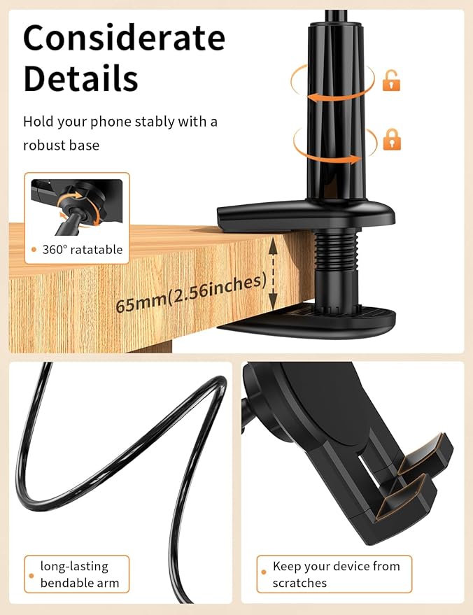 Tablet Stand, Kindle Holder for Reading in Bed, [Flexible Long Arm Gooseneck] [Anti-Slip] [Hands Free]Phone Holder for Bed Desk, i pad Stand for Fire/i pad/iPhone/Switch/Tablet Devices (4.7''-12.9'')