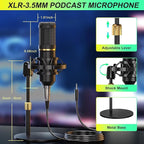 Podcast Microphone Bundle with Live Sound Card Audio Mixer, Podcast Equipment Bundle Sound Board with 3.5mm Condenser Microphone for Pc/Phone Live Streaming Singing Gaming,Voice Changer, Denoise