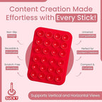 SUCKY Silicone Suction Phone Case Adhesive Octo Cup Buddy Mount - Anti-Slip Holder, Hands-Free Phone Accessory for iPhone and Android - Sticky Grip for Selfies, Videos - Red