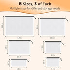 Umriox Zipper Mesh Document Pouch, 6 Assorted Size (Black, 18 Packs), Clear Zipper Pouches, Waterproof Travel Pouch for Office Supplies, Puzzles, Board Games and Craft Projects