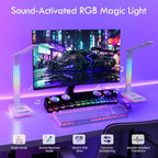 WILIT Desk Lamp for College Dorm Room,Sound Reactive RGB Lamp, Gamer Room Decor, Table Lamp with Wireless Charger&USB Charging Port,Touch Control Lamp,LED Reading Lamp for Home Office,Men Gifts